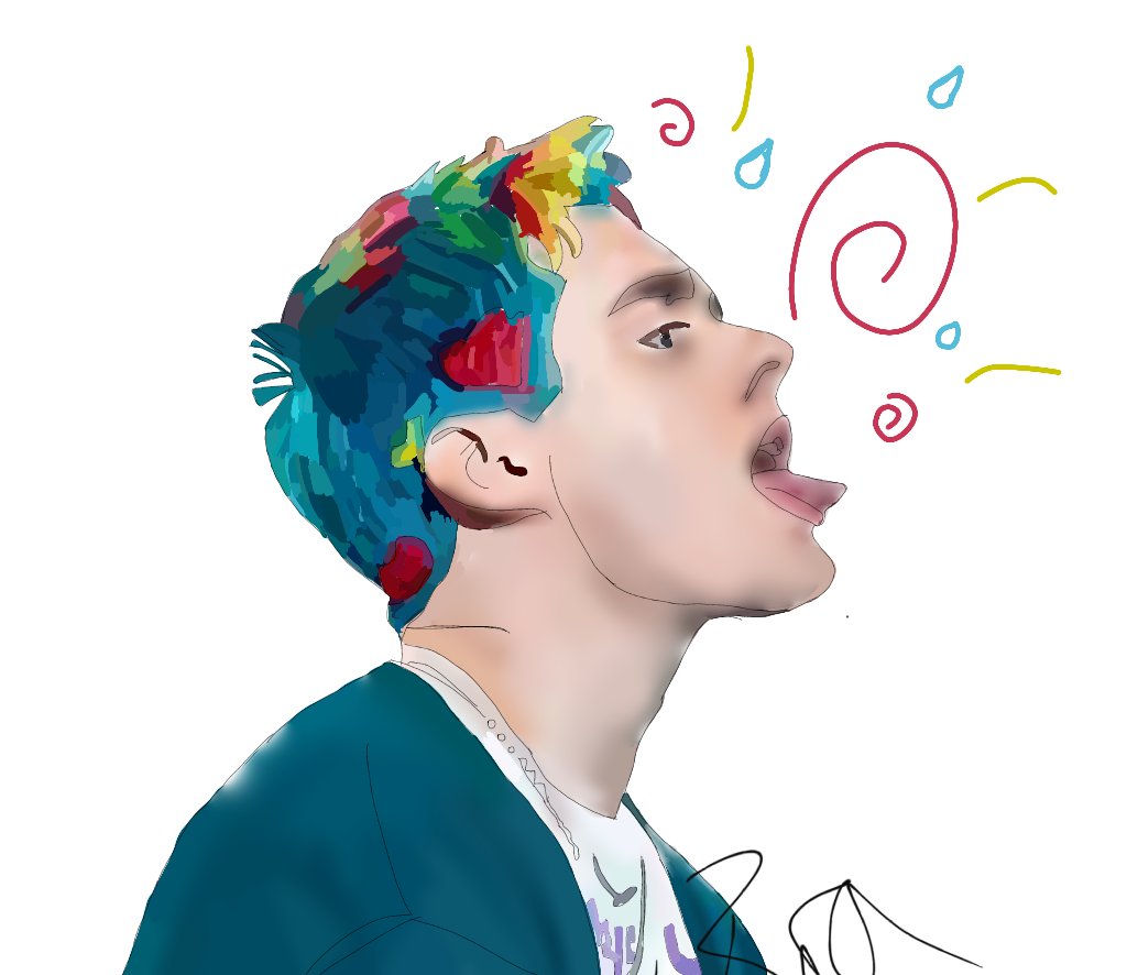 ...unblended hair Second - all blended.- @awsten @waterparks @ArtWaterparks...