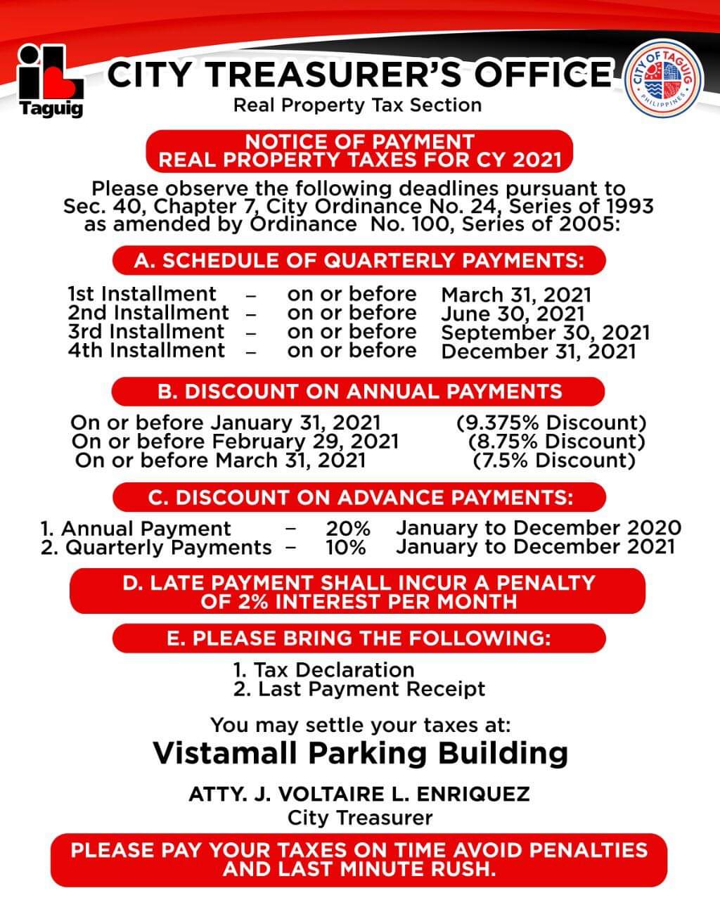 I Love Taguig on X: &ldquo;Pay your taxes on time to avoid penalties and 