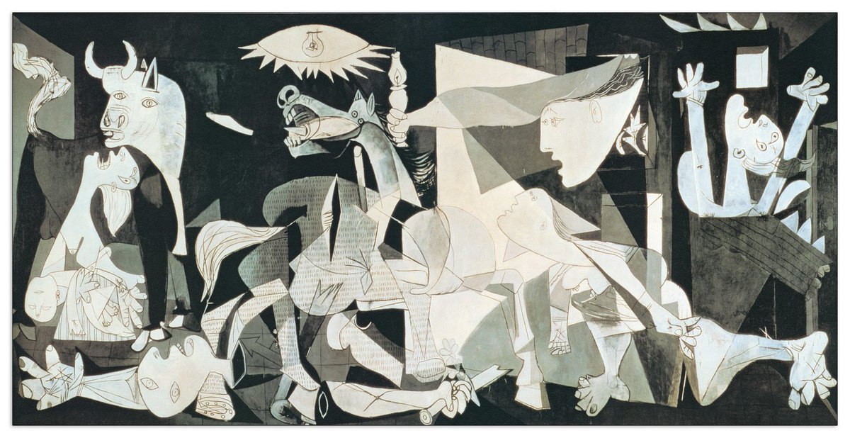 rayovirtual's tweet photo. Guerra civil española.
Bombardeo alemán a la ciudad vasca de Guernica.

Picasso pinta en París el Guernica, 1937.
Obra de Pablo Picasso #RayoArte

Es una de las mayores obras maestras de la historia del arte

(mide 3.5 metros de alto por casi 8 metros de largo). https://t.co/MGlAsV3hpj