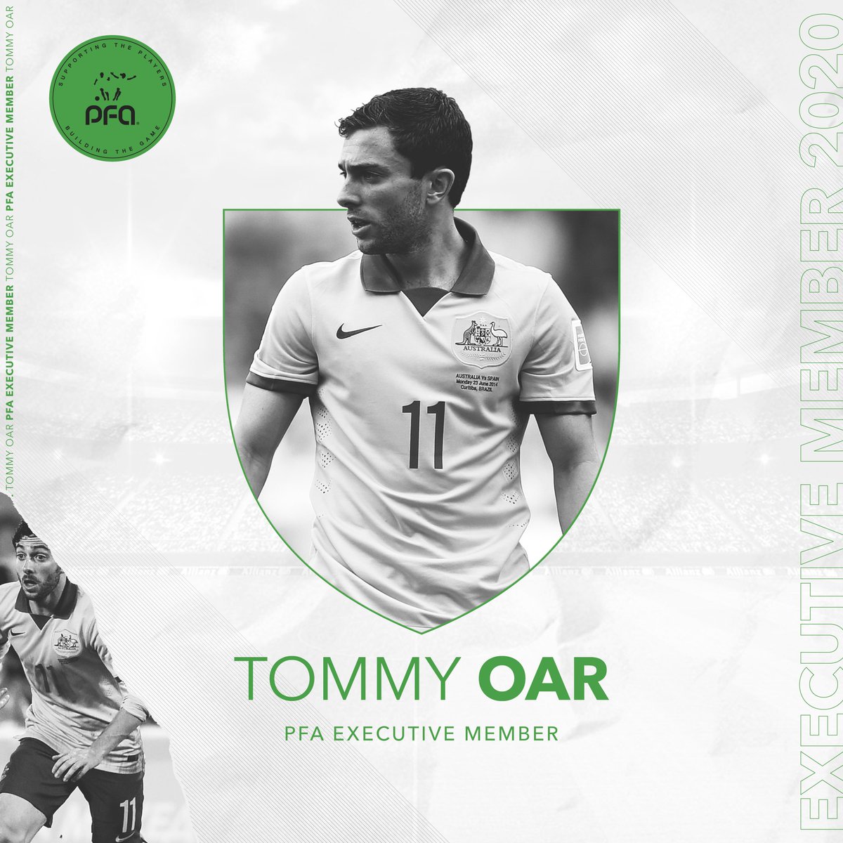 thepfa's tweet photo. 🗣️ "I'm really excited to join the Executive...  I hope to be able to use my experience to help my fellow footballers and ensure they are equipped with the knowledge and information necessary to have successful careers.” - @TommyOar10 

#SupportingThePlayers #MyPFA https://t.co/7Y0U1KI7PS