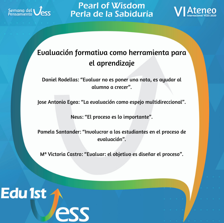 Edu1stVESS's tweet image. Participantes de los talleres celebrados en el marco de la Semana de Pensamiento VESS 2020 nos comparten sus perlas de la sabiduría ¡Cuéntanos sobre tus aprendizajes, momentos, reflexiones e ideas para transformar la educación!
#vesssummit #vessmodel #leadership #wearevess
