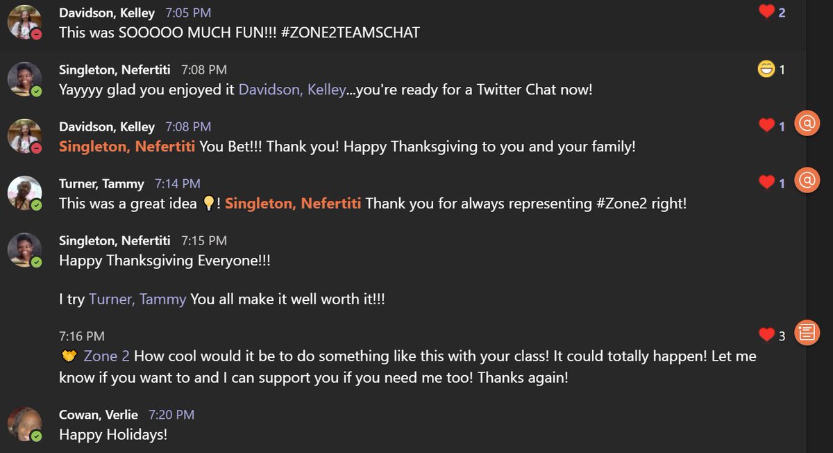 TeachSingleton's tweet photo. 🔥ANOTHER AMAZING @FCSVanguard #FCSZone2 EVENT🔥!!! Our first #Zone2TeamsChat went great!!! So grateful for all my zone members that continue to show up! Loads of sharing & bonding! *20 Participants on a weekday evening after school...WINNING👏🙌!!! https://t.co/tHJ0eF1pXz