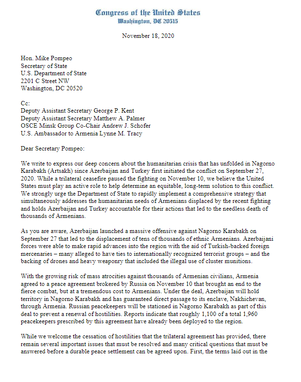 FrankPallone's tweet photo. I sent a letter today with @RepGusBilirakis , @RepAdamSchiff, and @RepSpeier to express our deep concern about the humanitarian crisis that has unfolded in Artsakh since Azerbaijan and Turkey first initiated the aggression in September. https://t.co/cy24iYz4tQ