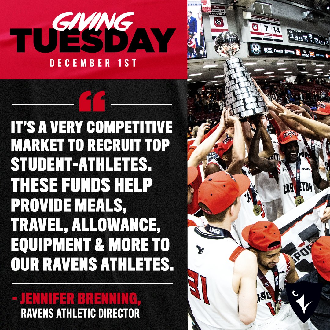 CURavens's tweet image. On Tuesday, Dec. 1st your philanthropic gift will have double the impact for our Ravens student-athletes at a time when it's needed most #GivingTuesday 

Learn more ➡️ futurefunder.carleton.ca/giving-fund/de…