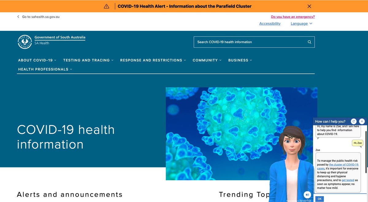 Our chatbot on SA Health's website is handling the surge well. Sharing advice like a champ🏆 having 220k+ conversations over the last 3 days 🧐