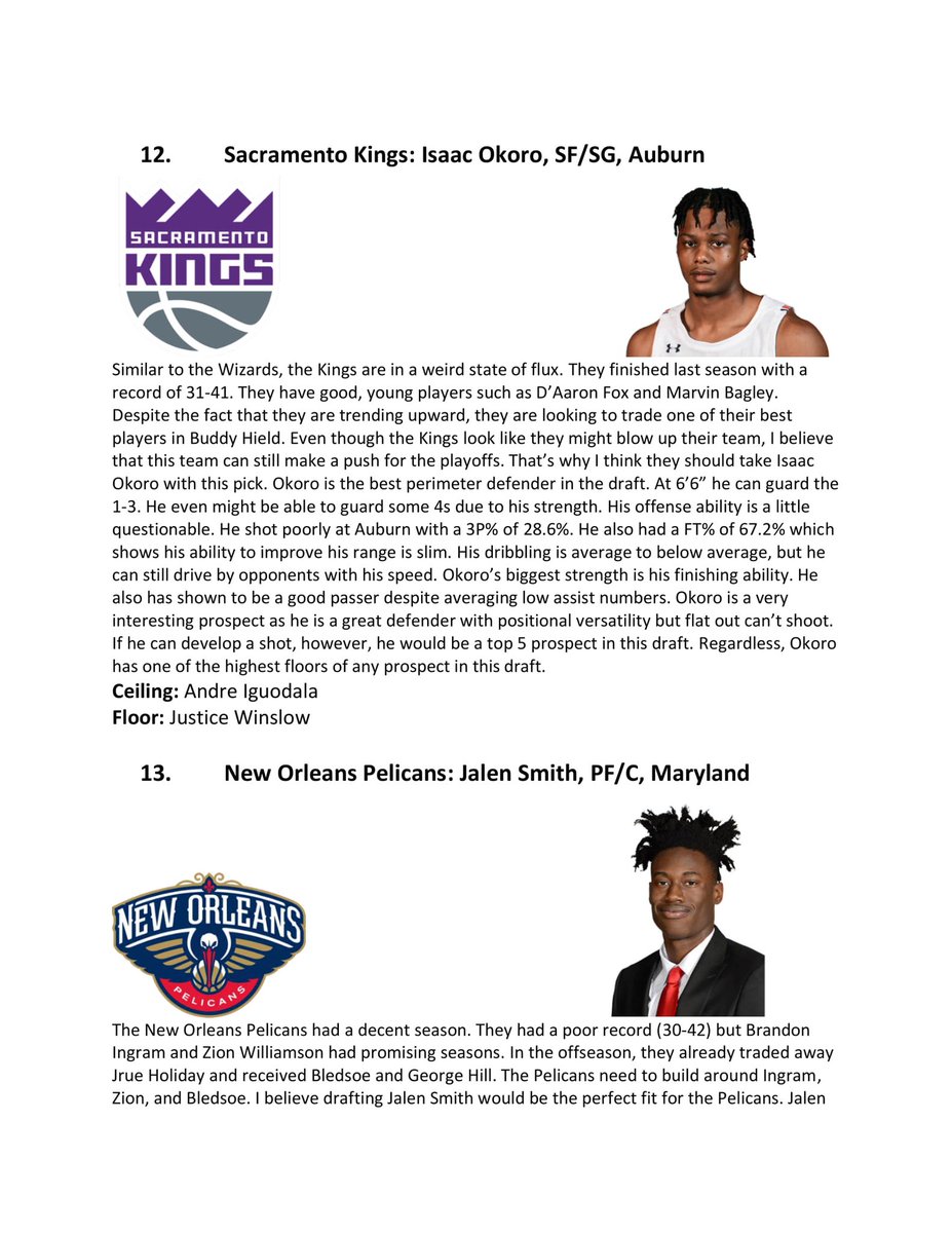 For the 2020 NBA Draft, I decided to do an analysis of each lottery pick. Each pick is what I would do if I were the GM. This isn’t supposed to be a mock draft. I tried to focus on the prospects rather than the trades. All the stats I used were from  @bball_ref