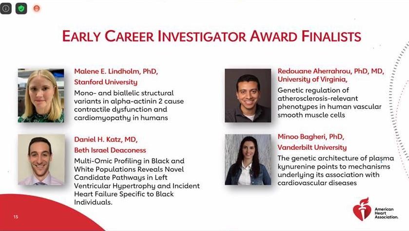 Honored to receive this. Thank you to amazing mentors, <a href="/JaneFFerguson/">Jane F Ferguson</a> and <a href="/JDMosley_Moses/">Jonathan Mosley</a>, and the collaborative team that made this happen. <a href="/GenPrecisionMed/">AHA Council on Genomic and Precision Medicine</a>