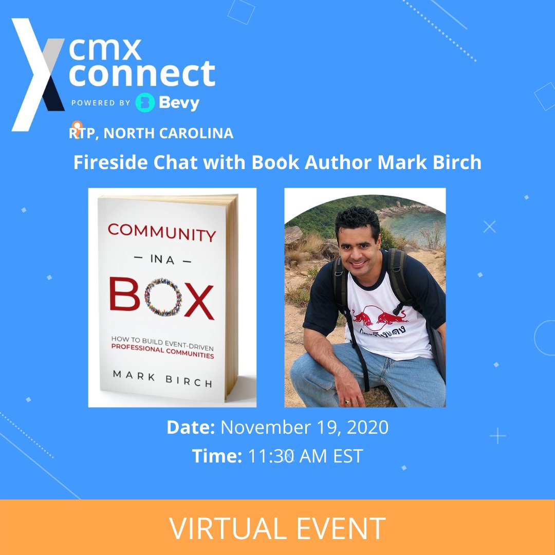 NeedSampleCode's tweet photo. Are you a Community Builder? Are you Community Curious? Come one, come all! 

Don't miss @marksbirch at our latest @CMX Connect. His latest book Community-In-a-Box is out! Join our special fireside chat.

RSVP:
https://t.co/ifV7RoasWn https://t.co/Zd4UEBpkIe