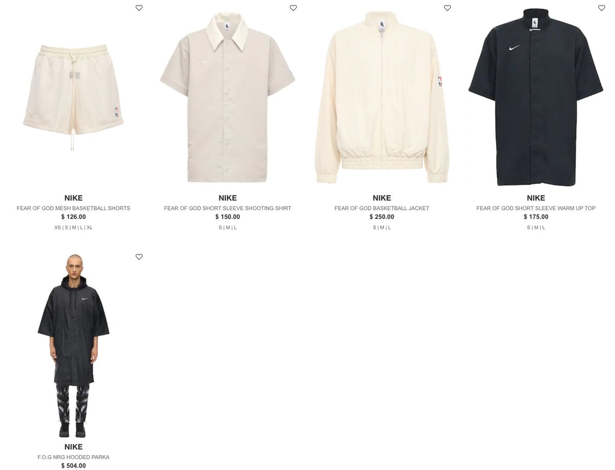 fear of god nike apparel