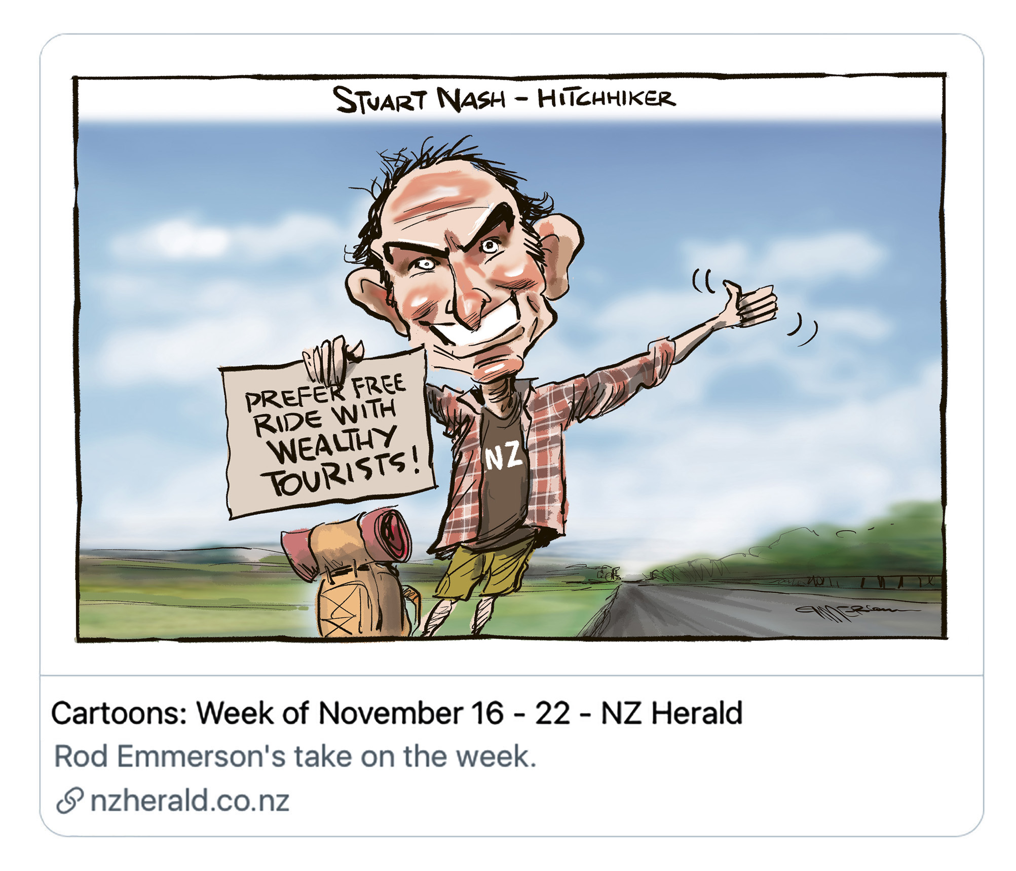 Rod Emmerson Twitterren Stuart Nash Hitchhiker Cartoon In Today S Nz Herald And Premium Online Here Nzpol Https T Co 2iaaovfbms Https T Co Tbvyxeeanj Twitter