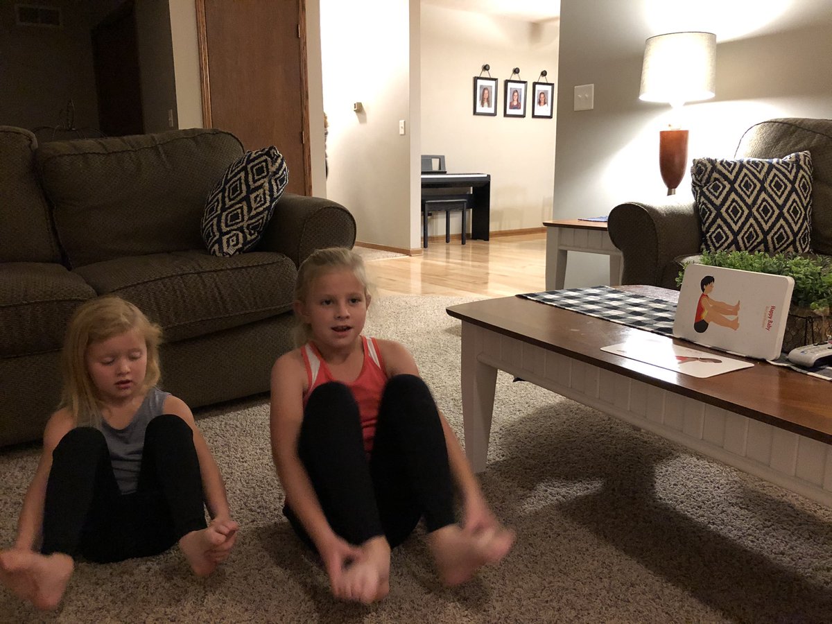 Finishing off the day with some “yogurt” poses with the littles! #werunextension <a href="/NebExtMK/">Nebraska Extension Marathon Kids</a>