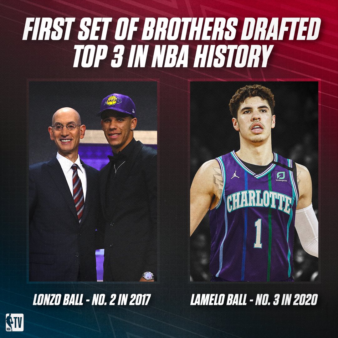 NBA TV on Twitter: "LaMelo and Lonzo Ball make #NBADraft history 👏… "