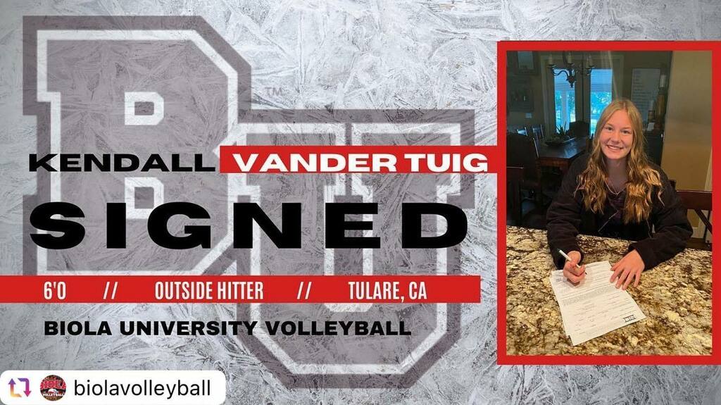 cvcathletics's tweet photo. Congratulations to CVC Outside Hitter Kendall Vander Tuig on signing her letter of intent to play volleyball at Biola University! #cvcvolleyball #biolauniversity https://t.co/Obc6ouMc1x https://t.co/ow7JEJ2Cuw