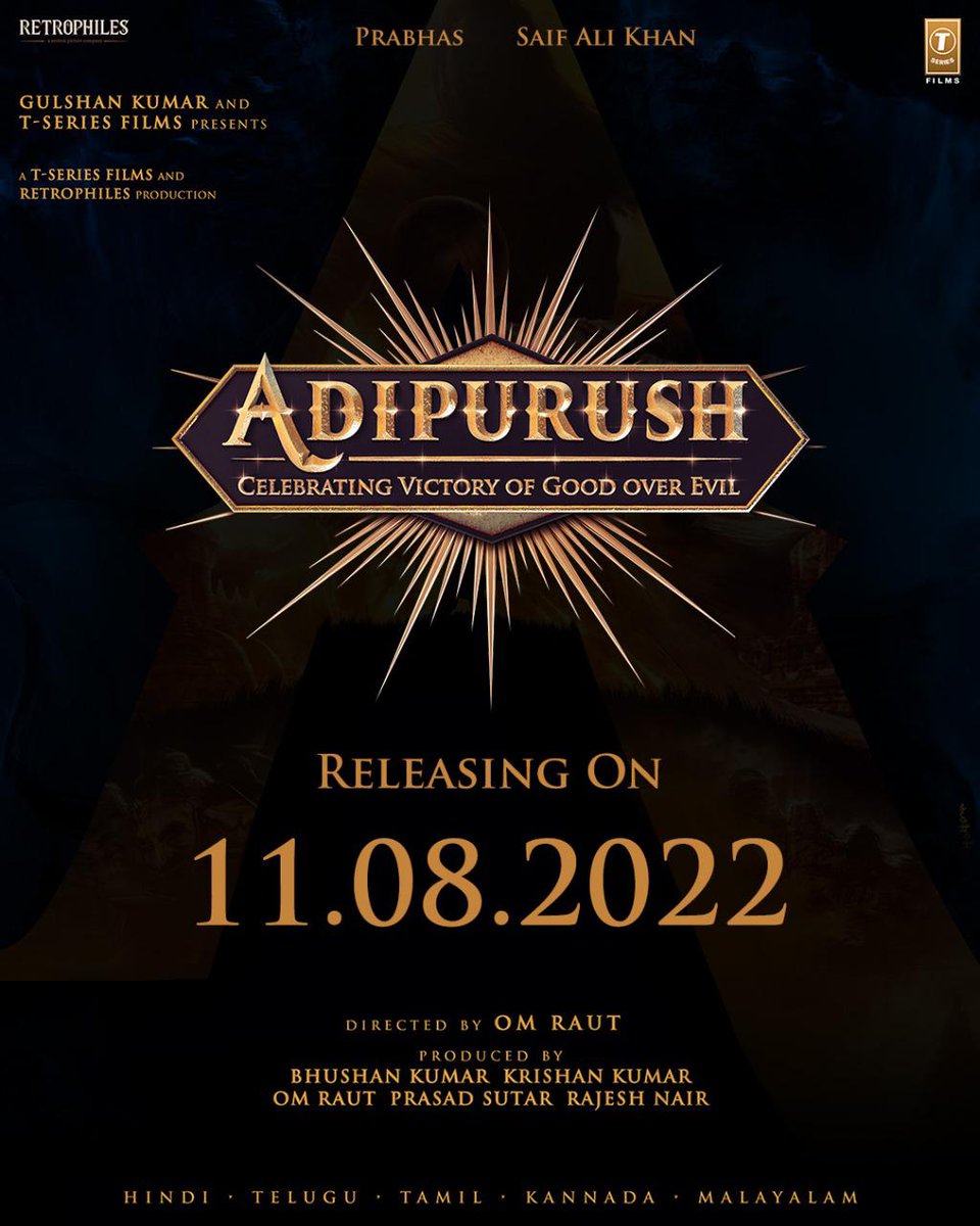 #Adipurush in theatres 11.08.2022

#Prabhas #SaifAliKhan #BhushanKumar #PrasadSutar #Rajeshnair #TSeries #Retrophiles #TSeries