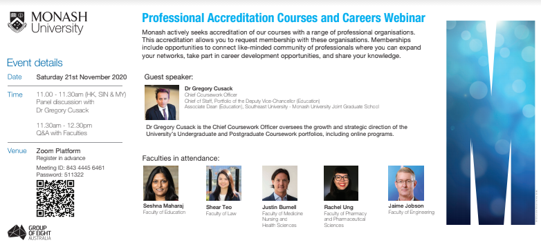 JISHigherEd's tweet photo. Monash University of Melbourne will be hosting a virtual Careers Webinar on the topic of professional accreditation and how it relates to different courses!
Find out more here: https://t.co/DD8V0Powd1

#JISHigherEducation #JISBrunei #MonashUni #webinar https://t.co/uNN0XCIfDV