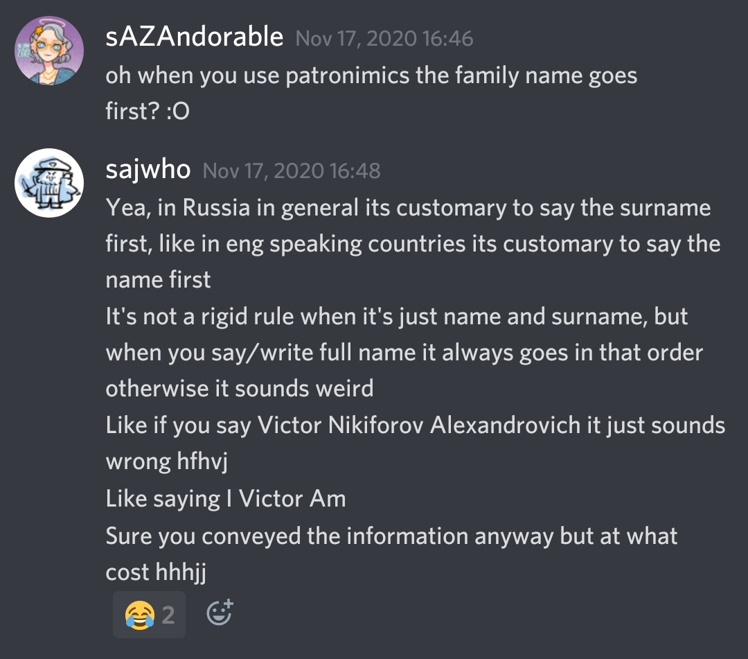 As you may have noticed I wrote the names in particular order and that's why: