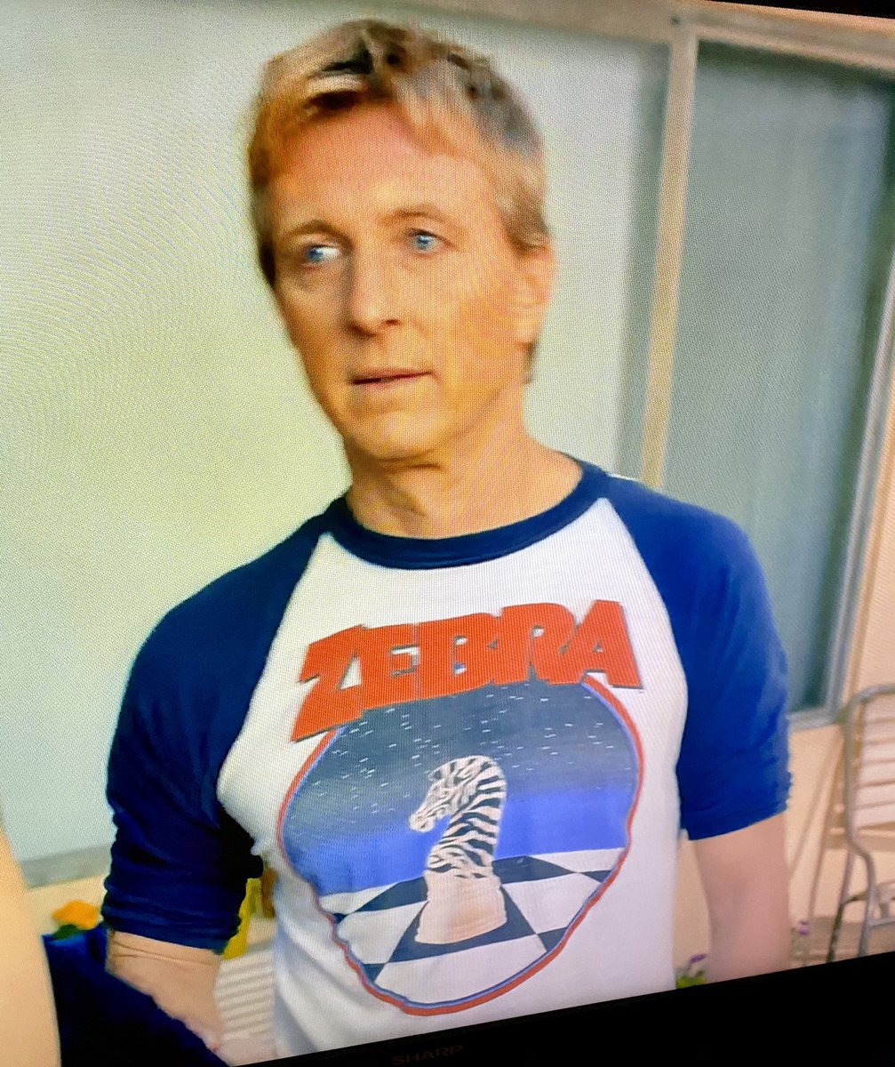 KPN1's tweet image. Great to see this vintage @ZebraBand tee @Felix_Zebra while watching season 2 #CobraKaiOnNetflix   Throwback to the 80s. Thanks to #longislander @ralphmacchio #karatekid