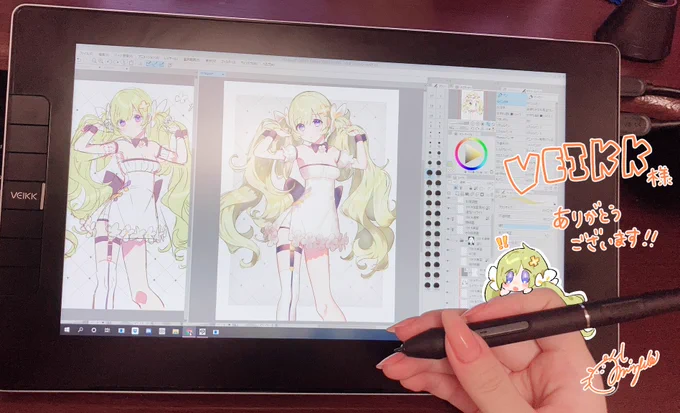 VEIKK様(@VEIKK_Japan)にご提供いただいた液タブで描きました!薄くて軽くて使いやすくてすごい…最近の液タブこんななってんの!?って思いました。ありがとうございます! 