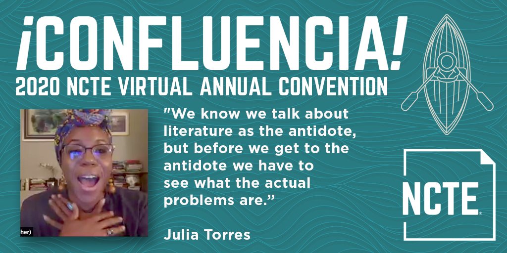 ncte's tweet photo. "We know we talk about literature as the antidote, but before we get to the antidote we have to see what the actual problems are." @juliaerin80 #NCTE20 https://t.co/gHoJ4nsIfY