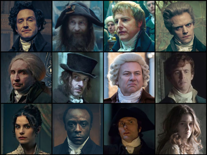 Look at this range of characters, expressed through dress across class, status and role. Childermass's flatter sort of half topper is an excellent touch (have a wee crush on him anyway). Vinculus' beard marks him as outside normal society.