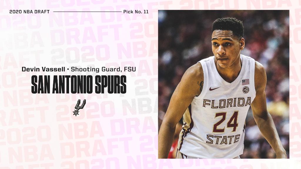 ESPNNBA's tweet photo. Devin Vassell is heading to the San Antonio Spurs.

#NBADraft https://t.co/4Xg6MD75gT