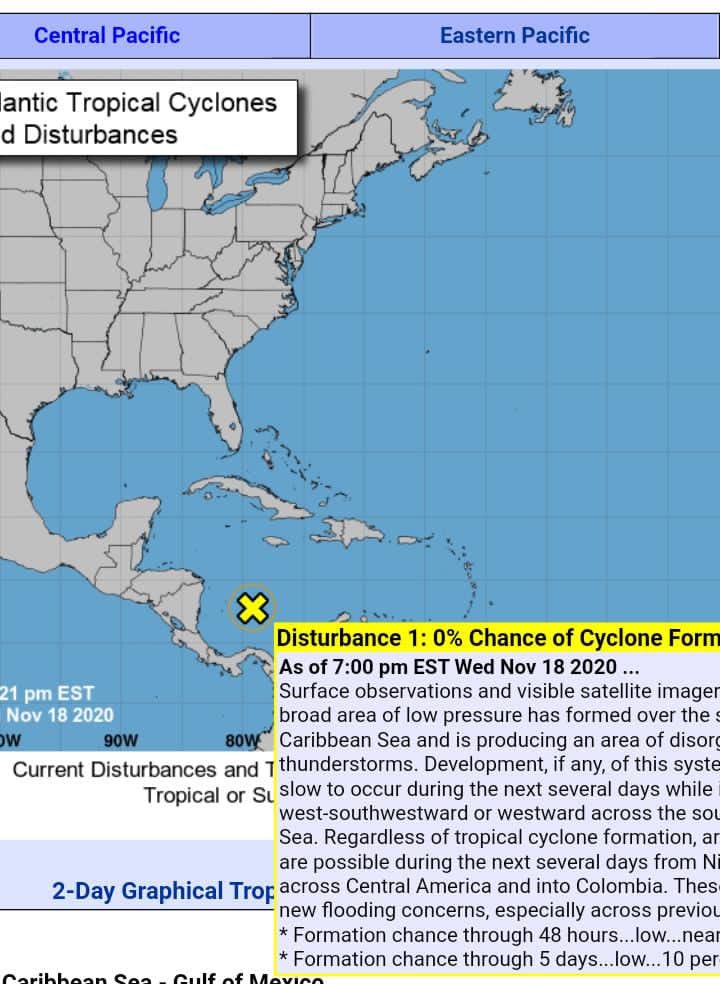donderisja's tweet photo. Baja la PROBABILIDAD O% ciclón al norte de Pmá.  Basado  en información de El Centro Nacional de Huracanes @NHC_Atlantic  acaba de indicar a las 7:00pm que la probabilidad de  el desarrollo de un ciclón  en los próximas 48hrs es de 0% y en 5 días un 10%.
Mantener SEGUIMIENTO “B” https://t.co/I0WtFJJVPd