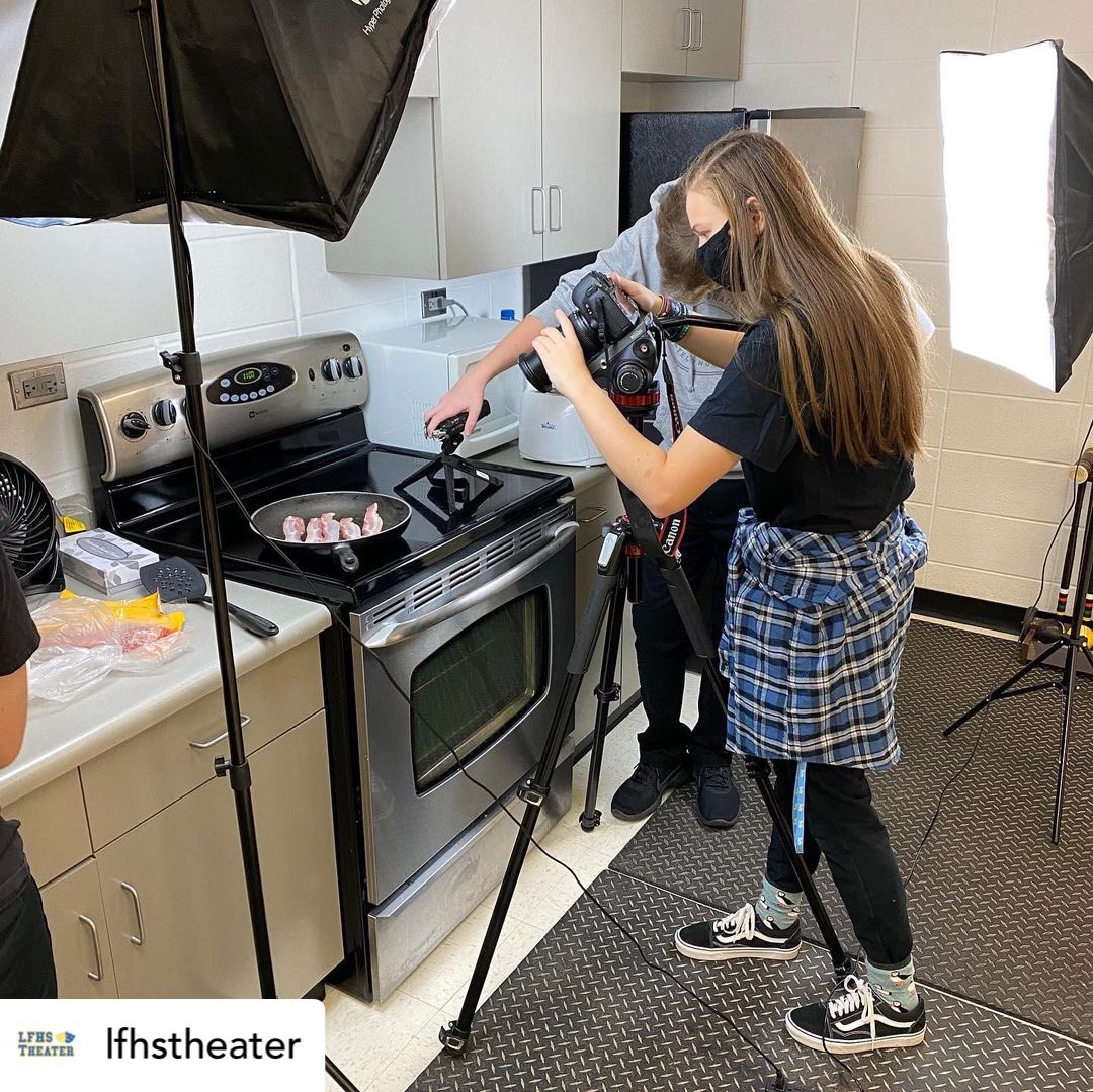 For the frosh/soph play, the tech crew learned the art of Foley effects — creating non-digital sound effects like old time radio shows used. Celery = bones, pumpkin = skull, bacon = rain. 
Twisted Tales of Poe: A Radio Play. Nov. 21 at 7pm.  bit.ly/LFHSTICKETS