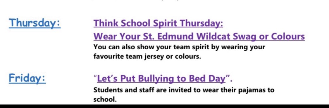 edmund_st's tweet photo. 👇🏾👇🏽👇🏿👇Tomorrow think school Spirit Thursday @edmund_st Wildcats...Wear your Wildcat Swag/Colours or your favourite team jersey !! #BullyingAwarenessWeek #DPStandUp https://t.co/Qcom4QheFS