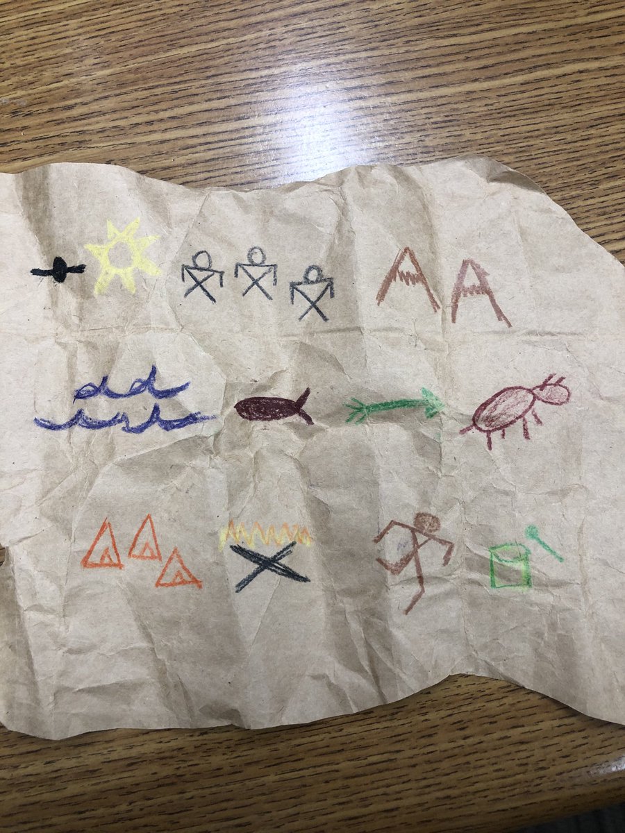 cline21st's tweet photo. Our students had a great discussion about Native Americans and Thanksgiving. We made “animal hides” and wrote stories using symbols. We talked about gratitude and several students said they were thankful to be at school! https://t.co/inyRDhkiOc