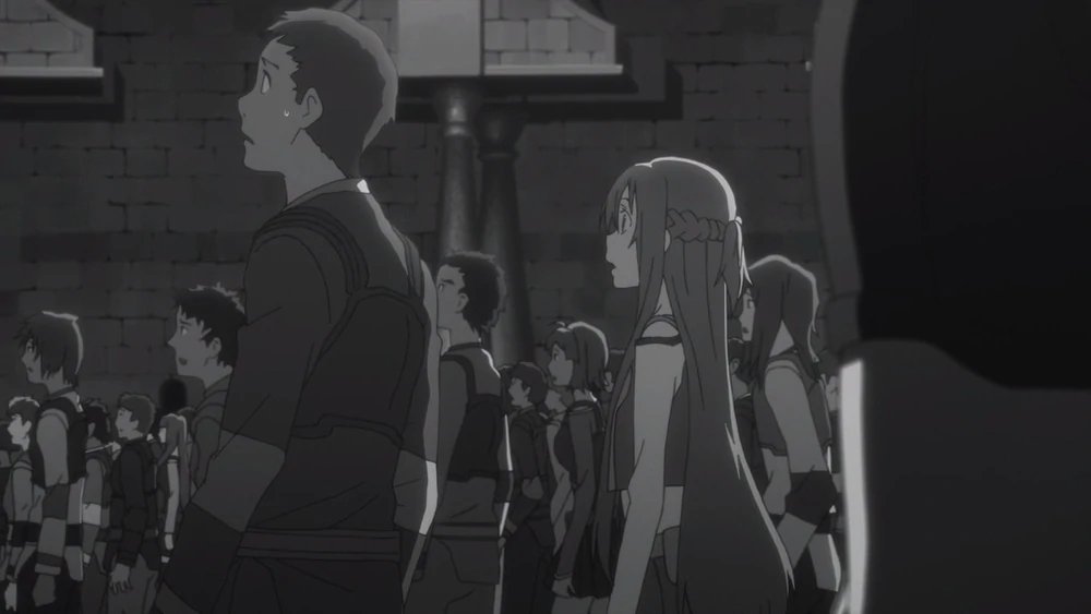 + some despair scenes. And that's actually really interesting, they are literally redone everything, without using scenes from S1, using Asuna's PO. First time we saw Kirito (and sadly we didn't have First Day animated) now it's Asuna's turn!(Last pic from S1)
