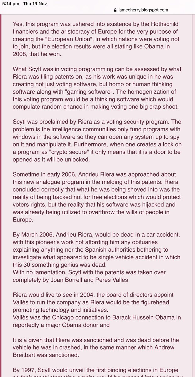 Found this Scytl Co FounderDied 11/March 2006 In a single car accident apparently He had patents in over 100 countries  http://lamecherry.blogspot.com/2012/10/scytl.html @ici_cam  @BoliqueAna 