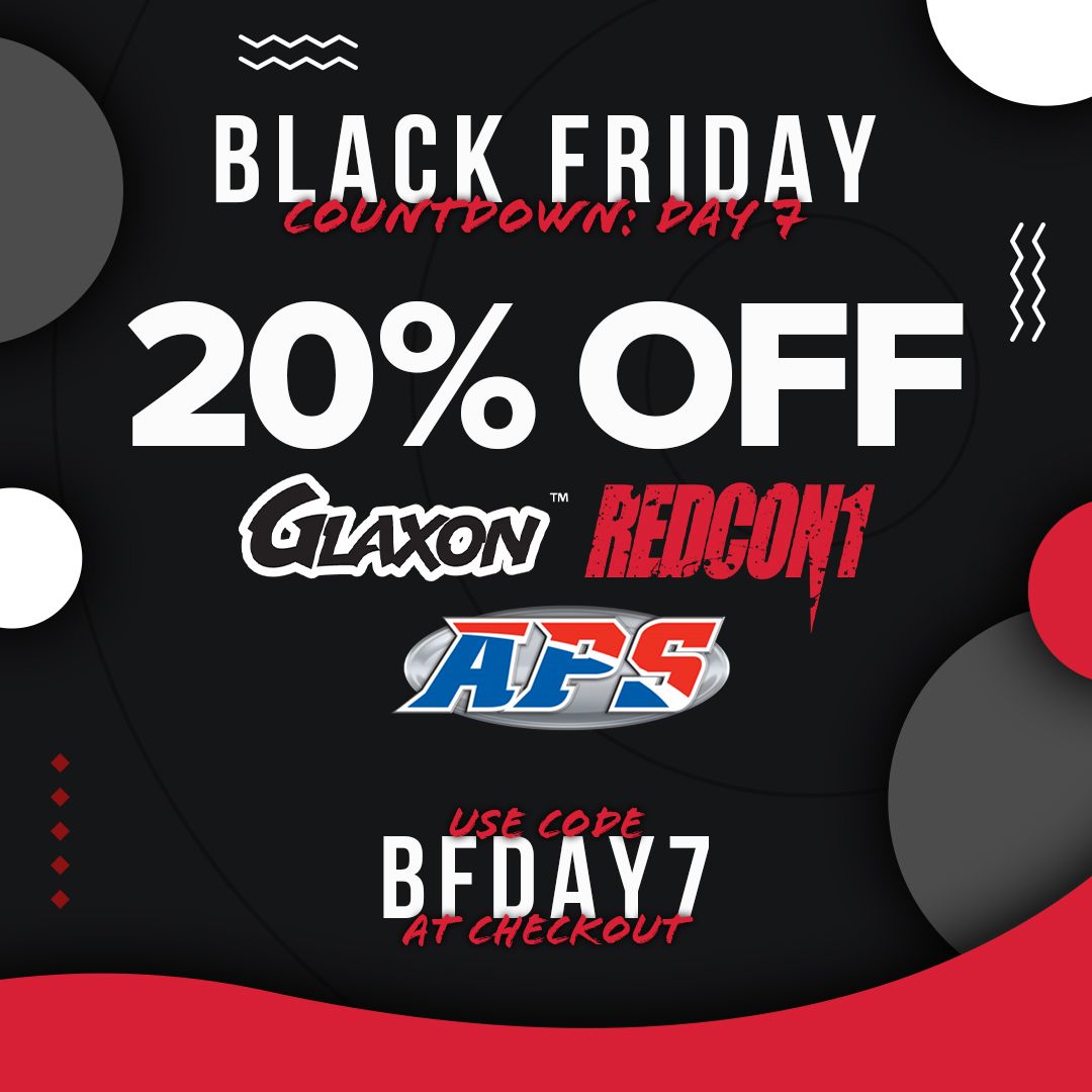 🌟 Black Friday Countdown Day 7 - 20% OFF Redcon1, APS &amp; Glaxon USE CODE BFDAY7 🌟

It's a bumper day today for promotions - we are offering a massive 20% off THREE big US brands - Redcon1, Glaxon and APS Mesomorph.

Shop NOW! 👉 buff.ly/2UDfBrS