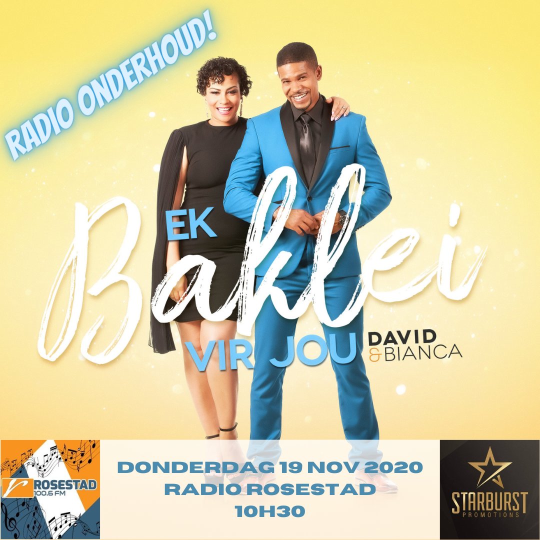 StarburstPromo's tweet photo. Hoor meer van @Biancalegrange &amp; @bhutijohnson se #EkBakleiVirJou enkelsnit, 10H30 op @Rosestad1006 !
Luister op radio/aanlyn> https://t.co/cwGoRGTM3b 
@AfrikaansM @SACelebTweets @sa_artists @AlishiavanDev https://t.co/3lHlA6lNMq