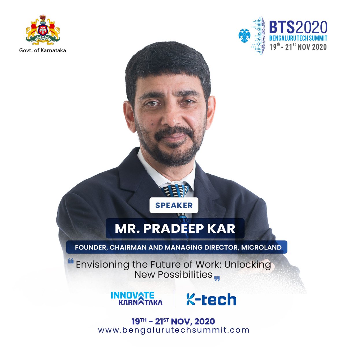 blrtechsummit's tweet image. Mr. Pradeep Kar, Founder, Chairman, MD, Microland will give his views on unlocking the new possibilities in the work space environment by upgrading the infrastructure and boosting productivity. #BTS2020 #NextIsNow