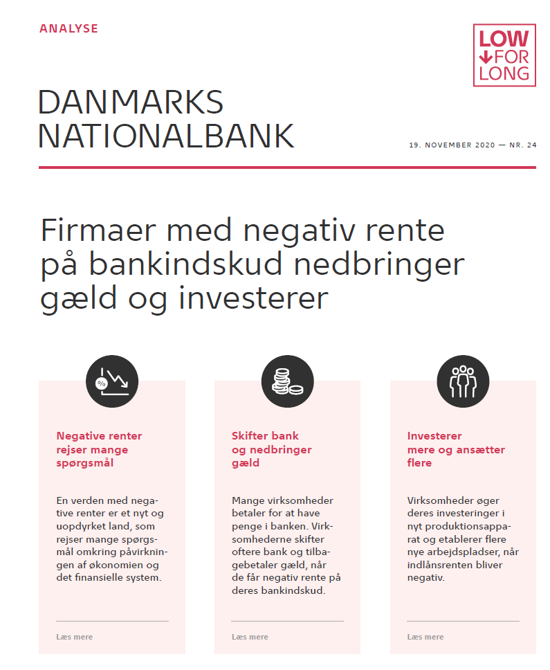 nationalbanken's tweet photo. Analyse af effekt af negative renter: Virksomheder øger deres investeringer i nyt produktionsapparat og etablerer flere nye arbejdspladser, når indlånsrenten bliver negativ. Læs mere her:
https://t.co/NM7DZPxeW9
#dkøko https://t.co/ztcCfsNiBw