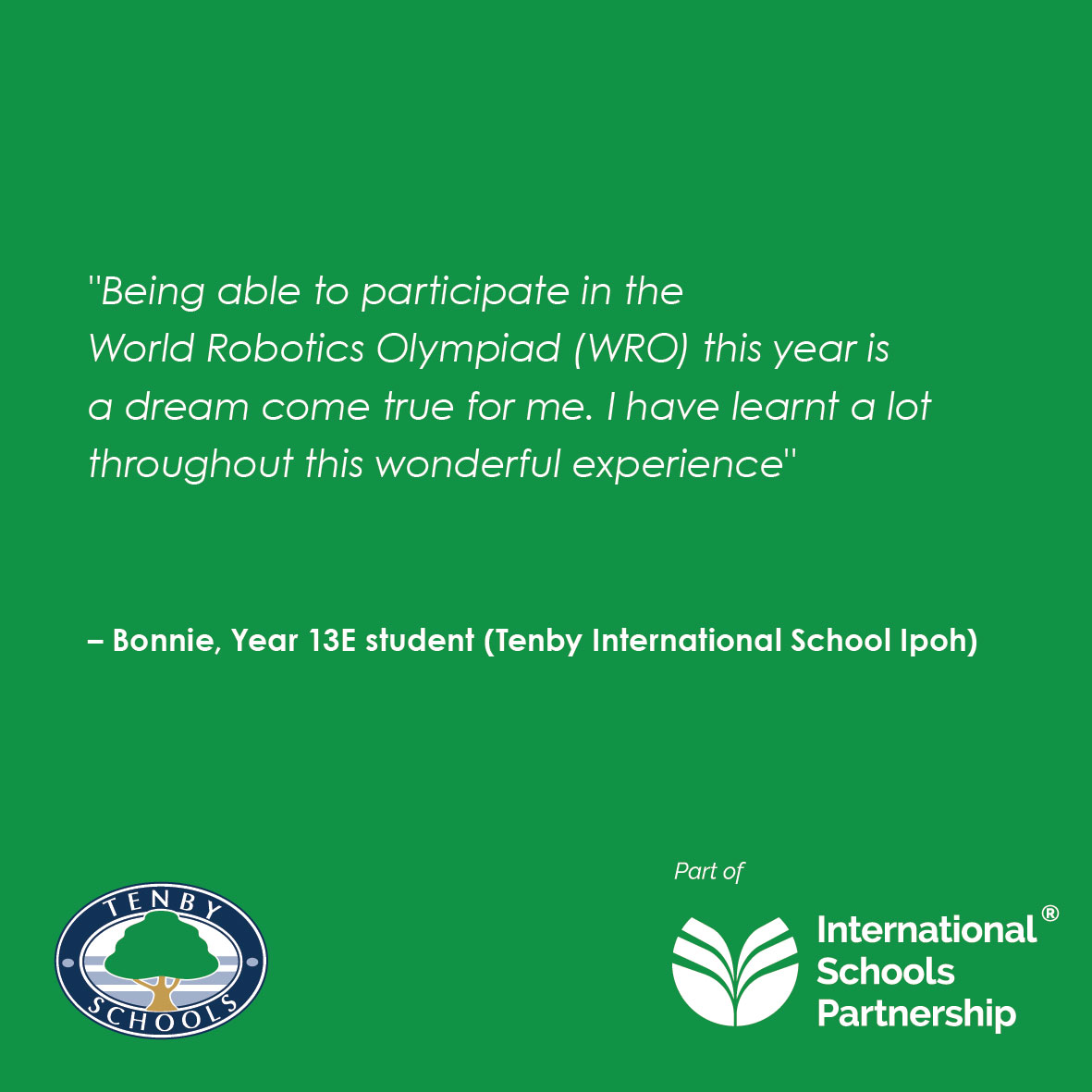 TenbySchools's tweet photo. A huge congratulations to Jayden, Bonnie and Jing Hao of @tenbyipoh for placing amongst the top competitors of the Virtual National Robotics Open Competition!
#TenbySchools #ISPschools #TenbySchoolsIpoh #AmazingLearning #VirtualNationalRoboticsOpenCompetition https://t.co/0rlrI2LS1M