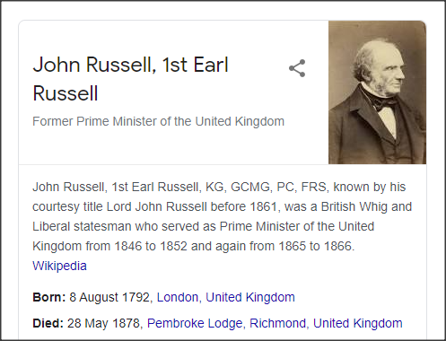He was brought up by his grandmother, Countess Russell, the widow of the great Victorian Prime Minister, Lord John Russell, his mother having died when he was two, his father when he was three and his grandfather when he was six.