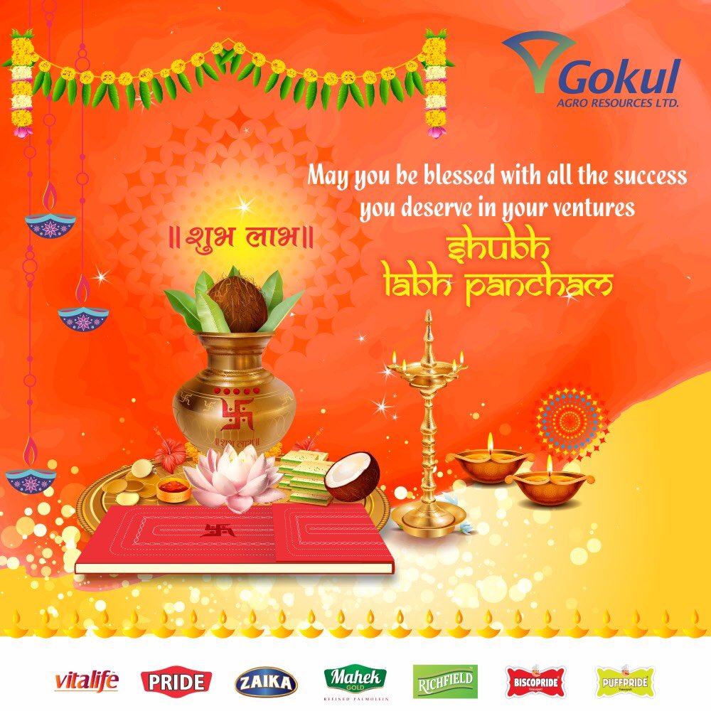 gokul_agro's tweet photo. On this auspicious day of Labh Pancham, we wish that you receive the blessings of success for every venture of yours.

Gokul Agro Resources Ltd. wishes you a Shubh Labh Pancham!

#GokulAgro  #Gokul  #Labhpancham   #Labhpancham2020 #ShubhLabhpancham  #ShubhLabhpancham2020 https://t.co/pekHpIivgv