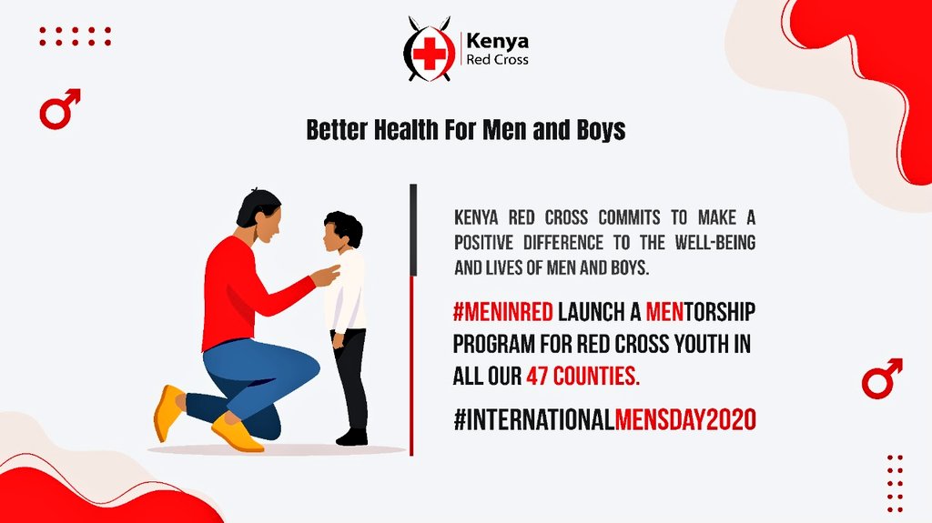 On this #InternationalMensDay through the Men in Red Cross, we have introduced a mentorship program for the male youth in our organisation across all our 47 branches. This is in line with this year's theme #BetterHealthForMenAndBoys.
#IMD2020