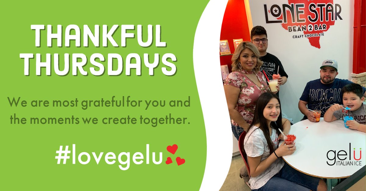 Gelu_Ice's tweet photo. We said we wanted to celebrate all month long so here's our Thankful Thursday. We are so thankful for all of you who've supported us throughout the years! It's been a pleasure to serve and scoop and smile with all of you! https://t.co/pq9bzTNK2T