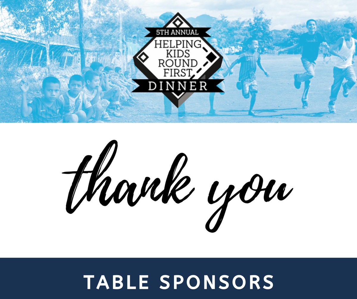 Tomorrow, the following table sponsors will be joining us virtually for the 5th Annual Helping Kids Round First Dinner and we are so excited to have them, their team members and families watch. Thanks to Bob &amp; Joan Thimjon, Sam Gotham, Scott &amp; Val Parsley and Zimmer Davis.