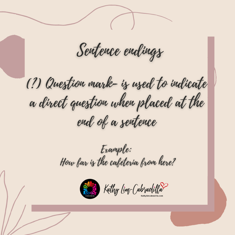 surgesouthluzon's tweet image. Here are the most commonly punctuation marks in ending your sentence and how to use them right. More of it is here at bit.ly/3kldJ1v. 
#punctuationmark #grammartips #grammarrules #contentwriting
#freelance #freelancing #onlinejobs #virtualassistantinthephilippines