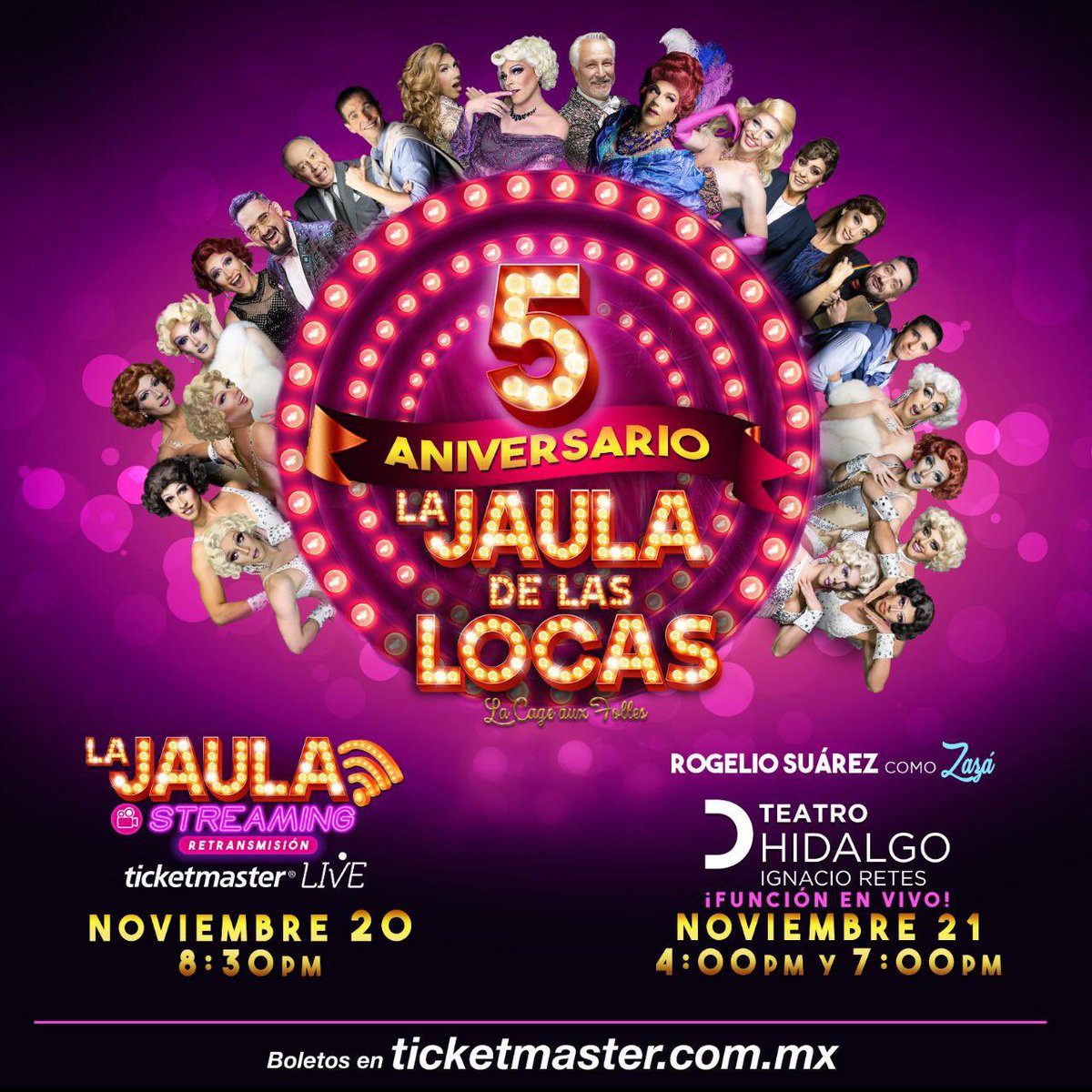 Amigos este fin de semana mis queridos compañeros de @lacagemx celebran 5 años en cartelera!
Y para los que quieran ver la obra desde la comodidad de su casa en cualquier parte del país podrán hacerlo comprando sus accesos en #ticketmasterlive 
No se la pierdan!