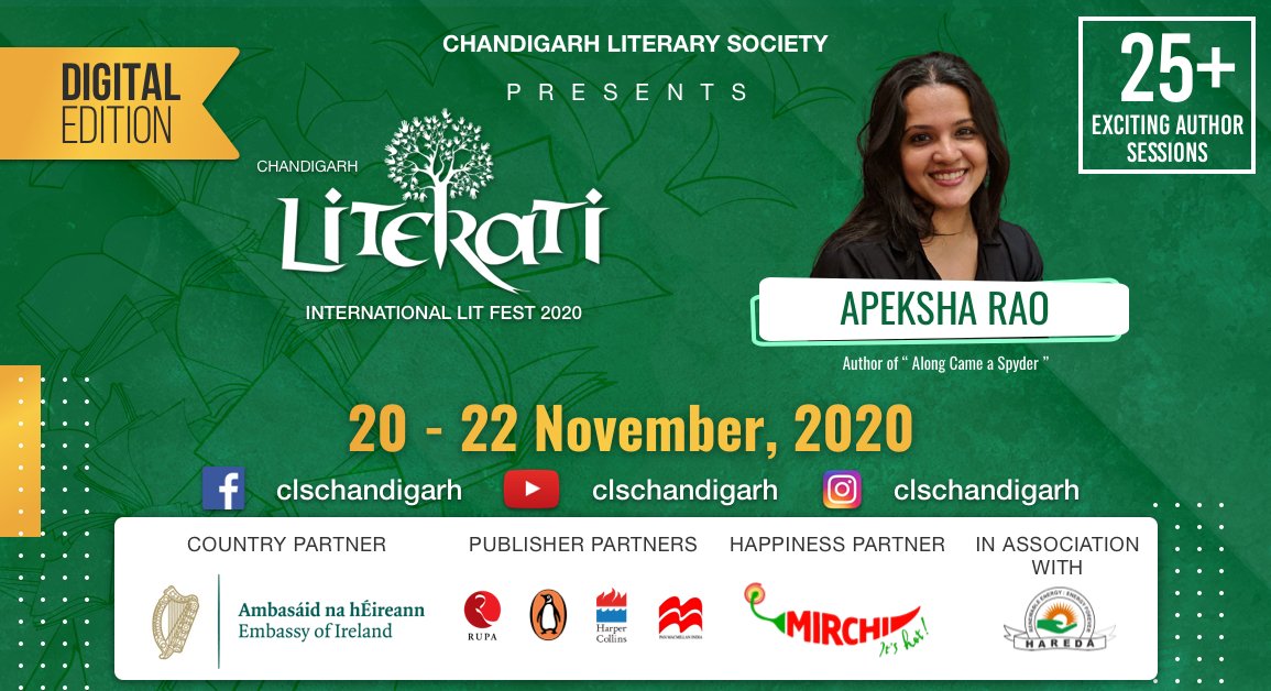 Hi everyone,

I will be speaking at the digital edition of Literati- Chandigarh International Lit Fest 2020, LIVE on the Facebook & Youtube handles of @clschandigarh from November 20-22. 

See you there!

 #Literati2020 #ChandigarhLitFest #WritingCommunity