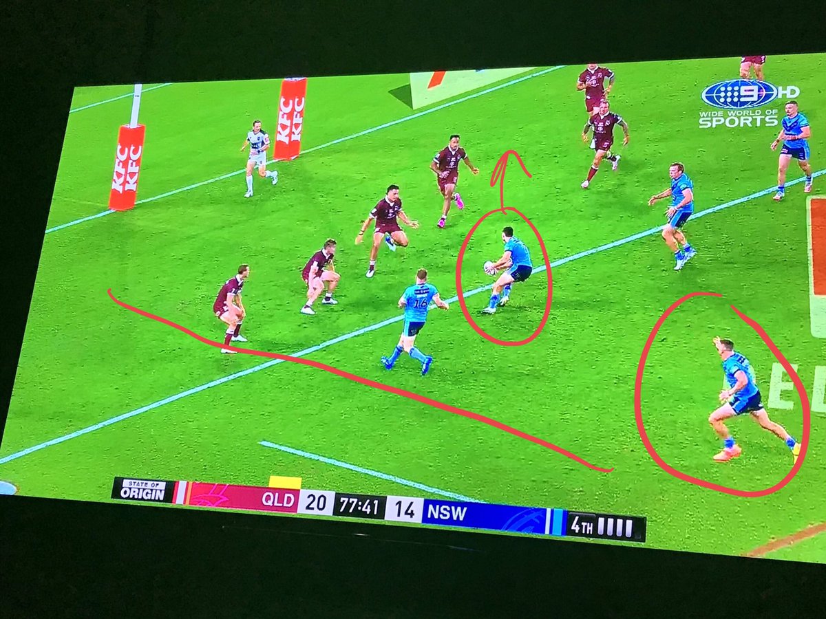 Wighton with 20m of space to work with, but that Cleary turns it back inside. My God