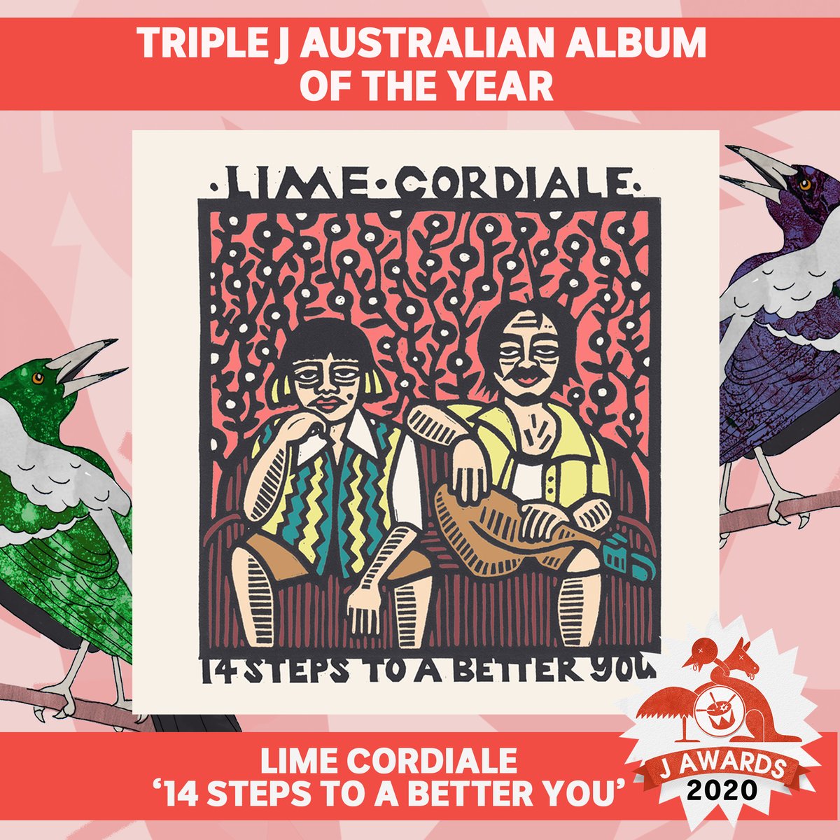 triplej's tweet image. Congrats to @limecordiale on winning the 2020 Australian Album of the Year J Award for 14 Steps to a Better You! 🏆 🥳