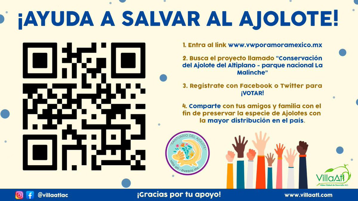rafael9136's tweet photo. @Azteca @NTelevisa_com 
⚠️NECESITO SU AYUDA. ⚠️  Somos un grupo de jóvenes scouts y estamos en la final de una convocatoria para poder crear un santuario para la conservación del #ajolote 🌿

Solo requerimos su apoyo entrando al link y votando ✅ por nuestro proyecto🙏🏽 https://t.co/drYdNzgWQm