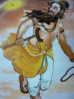 Rishi went to Bhramha loka, Shiva loka and at last Vishnu loka. But nobody could help him. Mahavishnu suggested that onlyperson who could save him was King Ambarisha, The sage came running to Ambarisha’s palace. King bowed to Chakra and it vanished.