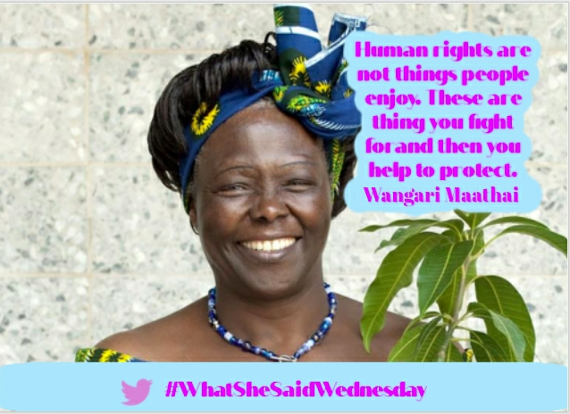 invictaftc's tweet photo. Wangari Maathai was awarded the Nobel Peace Prize in 2004 for founding the Green Belt Movement, which has planted over 45 million trees across Kenya to combat deforestation, stop soil erosion, and generate income for women and their families.
#whatshesaidwednesday #wssw https://t.co/qQL0pqiK7c