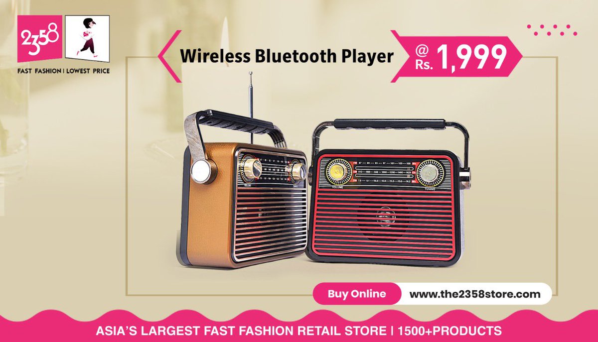 2358India's tweet photo. Tap on to the musical beats with our Bluetooth speakers, at just ₹1, 999.

Buy these &amp; more at: https://t.co/PrpyrDlWn8

#2358store #2358Products #2358India #2358Life #onlinestore #fibi #Korea #fastfashion #accessories #instafashion #gifts #fashionista #streetstyle #stylish https://t.co/PB56IfdgNH